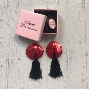 Agent provocateur red sequin pasties with tassels